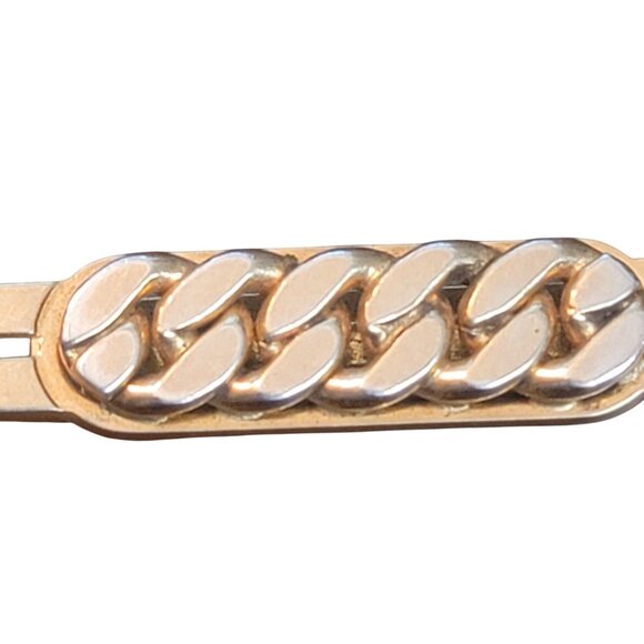 Vintage Swank Gold Tone Chain Link Bar Tie Clip 1950's - Picture 3 of 7